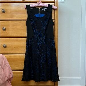 NY Collection Black and Royal Blue Lace Mini Dress